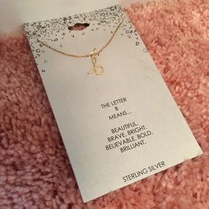 Gold Sterling Silver Letter “b” Initial Necklace